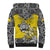 Personalised Happy Niue Constitution Day Sherpa Hoodie Niuean Crab Hiapo Pattern Yellow Version