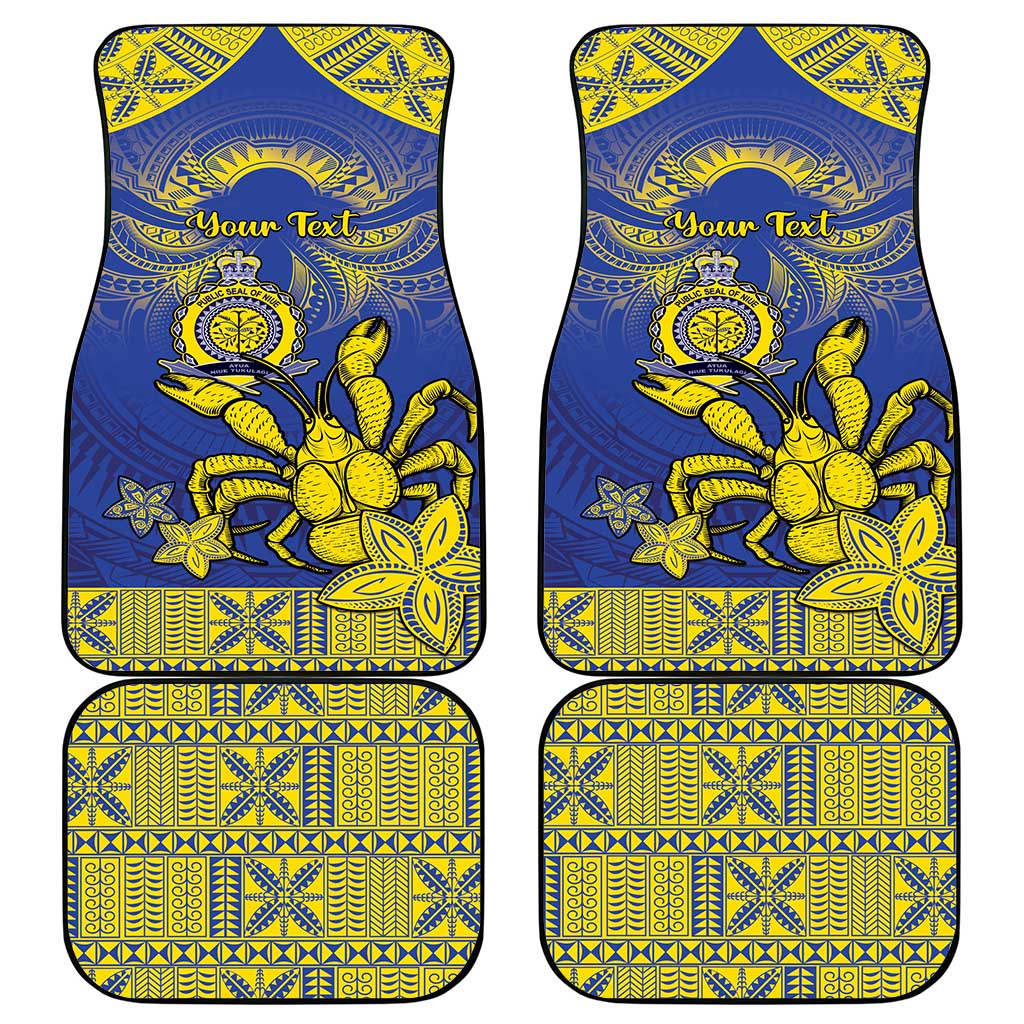 Niue The Rock Car Mats Niuean Crab Hiapo Pattern Blue Version