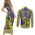 Personalised Niue The Rock Couples Matching Short Sleeve Bodycon Dress and Long Sleeve Button Shirt Niuean Crab Hiapo Pattern Blue Version