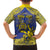 Personalised Niue The Rock Family Matching Long Sleeve Bodycon Dress and Hawaiian Shirt Niuean Crab Hiapo Pattern Blue Version