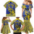 Personalised Niue The Rock Family Matching Mermaid Dress and Hawaiian Shirt Niuean Crab Hiapo Pattern Blue Version