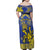 Personalised Niue The Rock Family Matching Off Shoulder Maxi Dress and Hawaiian Shirt Niuean Crab Hiapo Pattern Blue Version