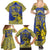 Personalised Niue The Rock Family Matching Summer Maxi Dress and Hawaiian Shirt Niuean Crab Hiapo Pattern Blue Version