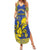 Personalised Niue The Rock Family Matching Summer Maxi Dress and Hawaiian Shirt Niuean Crab Hiapo Pattern Blue Version