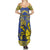 Personalised Niue The Rock Family Matching Summer Maxi Dress and Hawaiian Shirt Niuean Crab Hiapo Pattern Blue Version