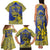 Personalised Niue The Rock Family Matching Tank Maxi Dress and Hawaiian Shirt Niuean Crab Hiapo Pattern Blue Version