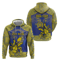 Personalised Niue The Rock Hoodie Niuean Crab Hiapo Pattern Blue Version LT05 - Polynesian Pride