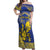 Personalised Niue The Rock Off Shoulder Maxi Dress Niuean Crab Hiapo Pattern Blue Version