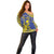 Personalised Niue The Rock Off Shoulder Sweater Niuean Crab Hiapo Pattern Blue Version