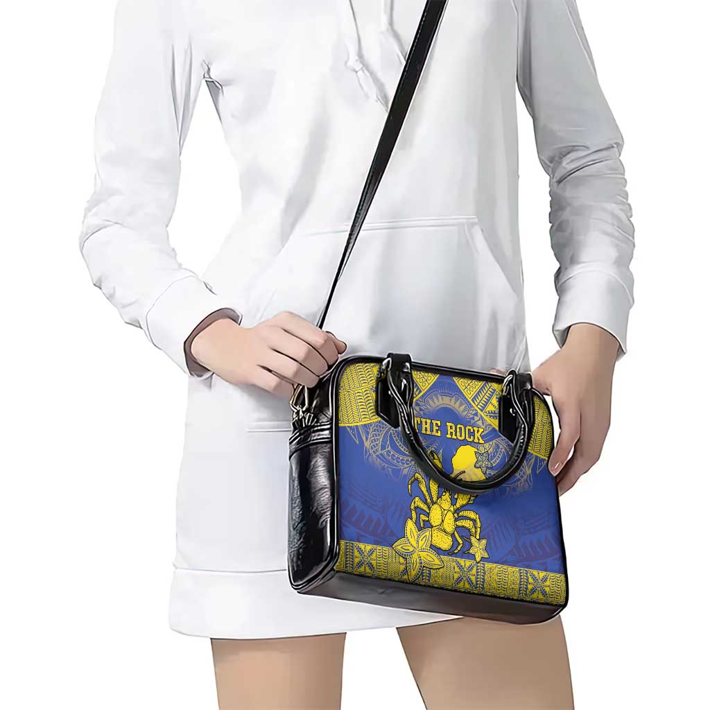 Niue The Rock Shoulder Handbag Niuean Crab Hiapo Pattern Blue Version