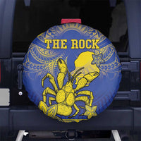 Niue The Rock Spare Tire Cover Niuean Crab Hiapo Pattern Blue Version LT05 - Polynesian Pride