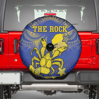 Niue The Rock Spare Tire Cover Niuean Crab Hiapo Pattern Blue Version LT05 - Polynesian Pride