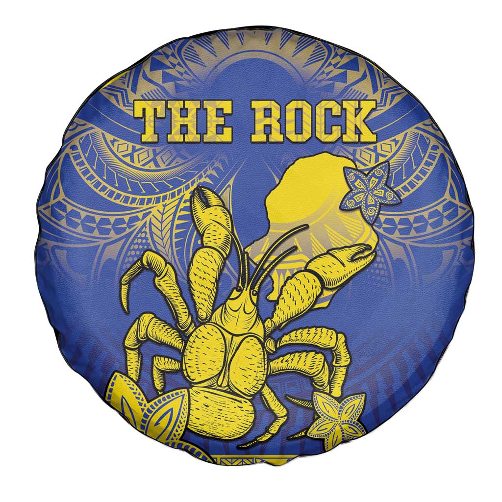 Niue The Rock Spare Tire Cover Niuean Crab Hiapo Pattern Blue Version LT05 - Polynesian Pride