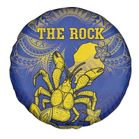Niue The Rock Spare Tire Cover Niuean Crab Hiapo Pattern Blue Version LT05 - Polynesian Pride
