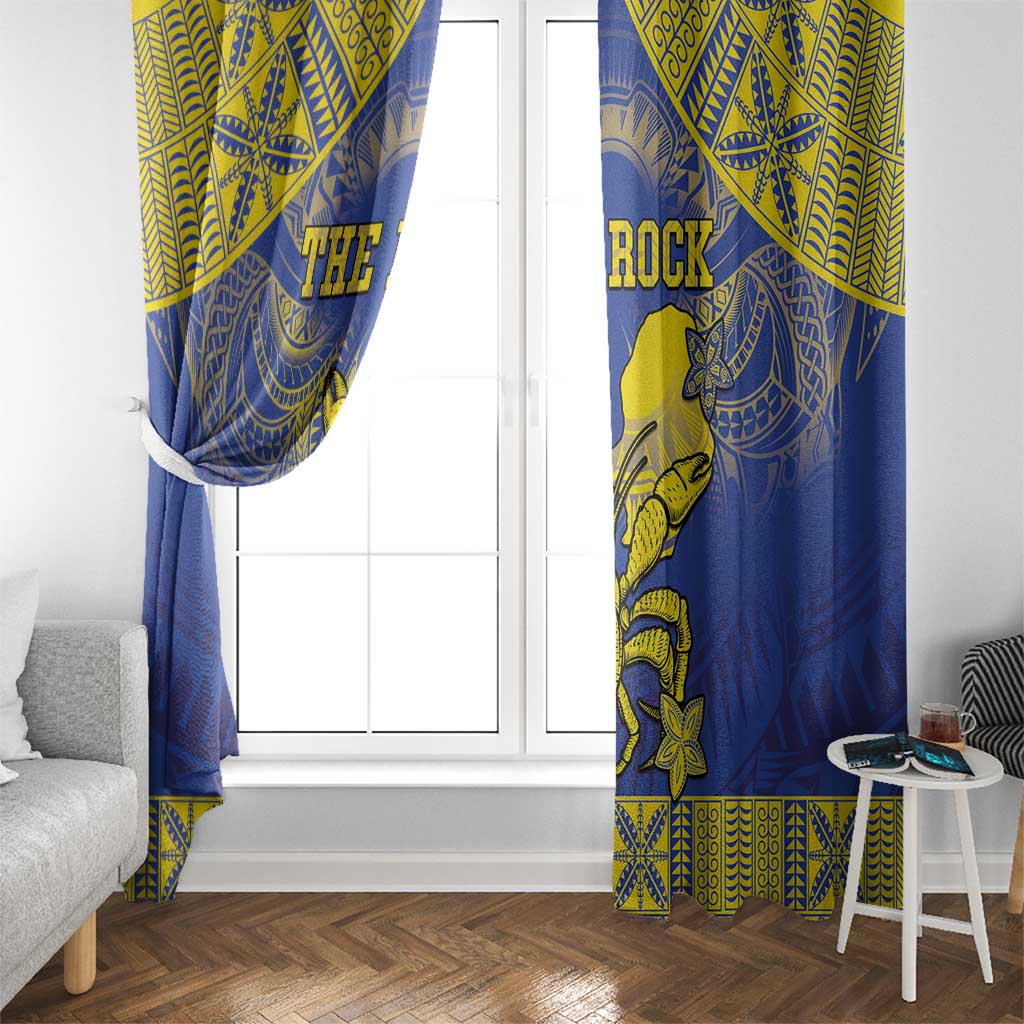 Niue The Rock Window Curtain Niuean Crab Hiapo Pattern Blue Version