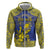 Personalised Niue The Rock Zip Hoodie Niuean Crab Hiapo Pattern Blue Version