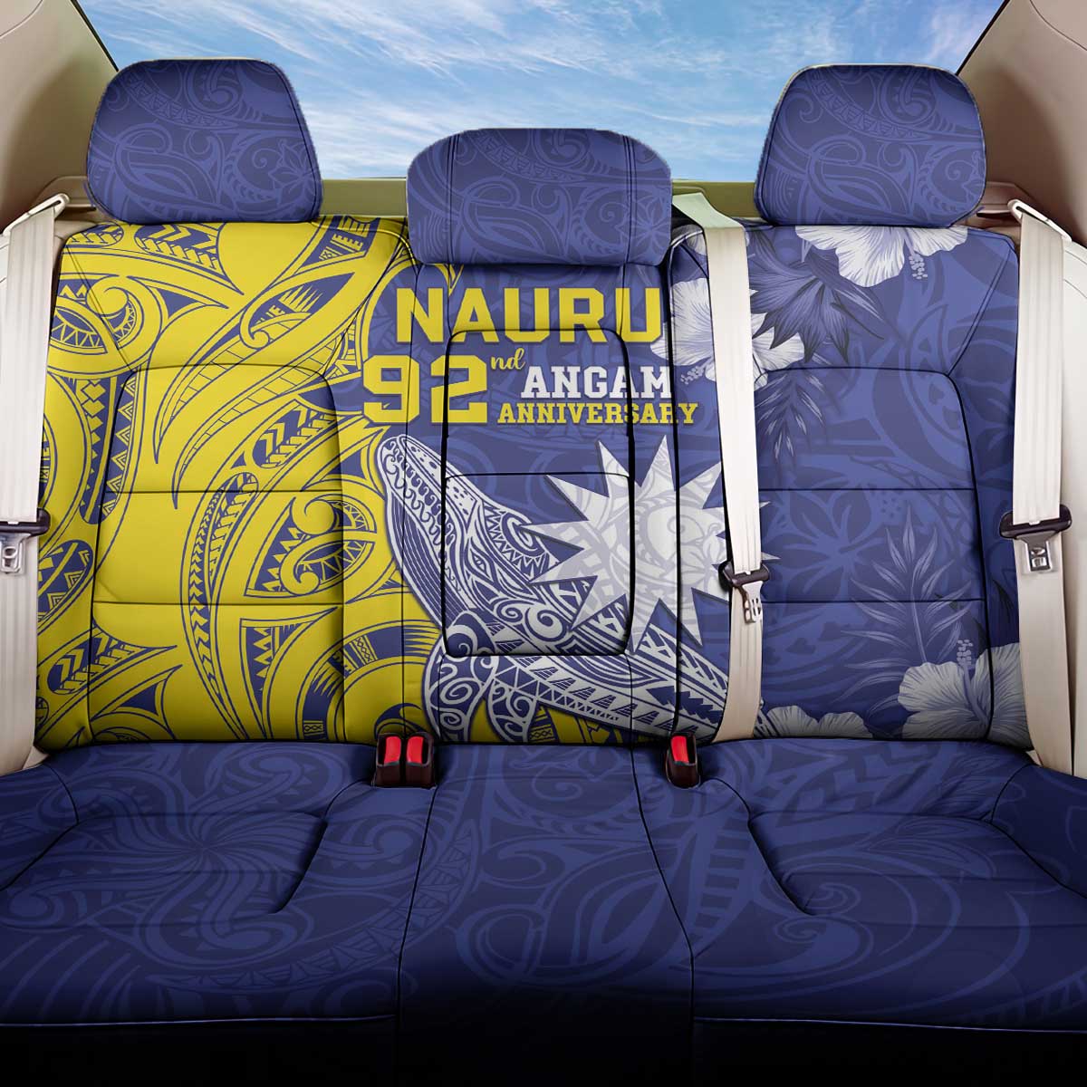 Nauru 92nd Anniversary Of Angam Back Car Seat Cover Polynesian Whale Pattern