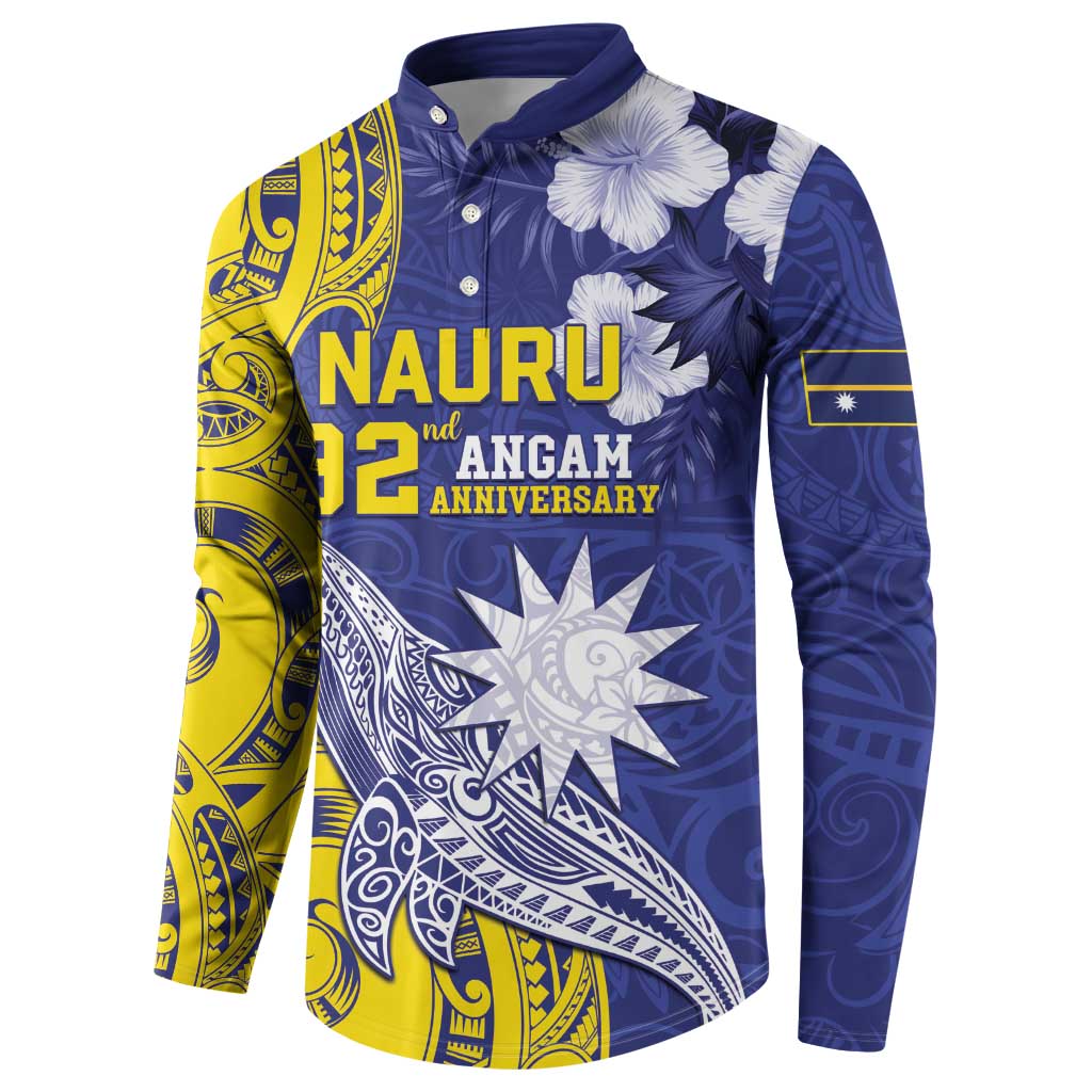 Personalised Nauru 92nd Anniversary Of Angam Button Sweatshirt Polynesian Whale Pattern