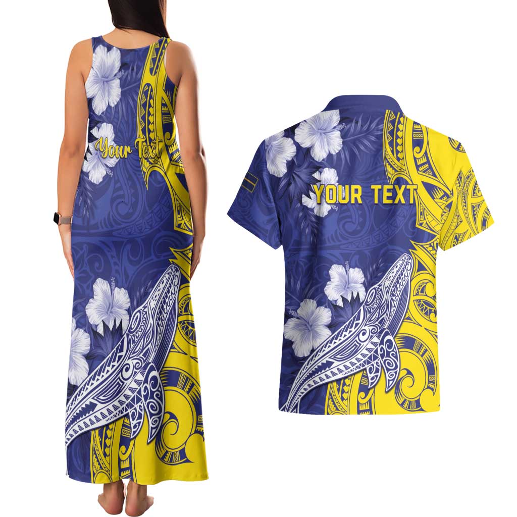 Personalised Nauru 92nd Anniversary Of Angam Couples Matching Tank Maxi Dress and Hawaiian Shirt Polynesian Whale Pattern
