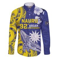 Personalised Nauru 92nd Anniversary Of Angam Family Matching Long Sleeve Bodycon Dress and Hawaiian Shirt Polynesian Whale Pattern