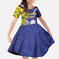 Personalised Nauru 92nd Anniversary Of Angam Family Matching Short Sleeve Bodycon Dress and Hawaiian Shirt Polynesian Whale Pattern