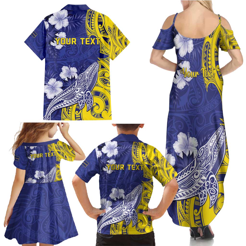 Personalised Nauru 92nd Anniversary Of Angam Family Matching Summer Maxi Dress and Hawaiian Shirt Polynesian Whale Pattern