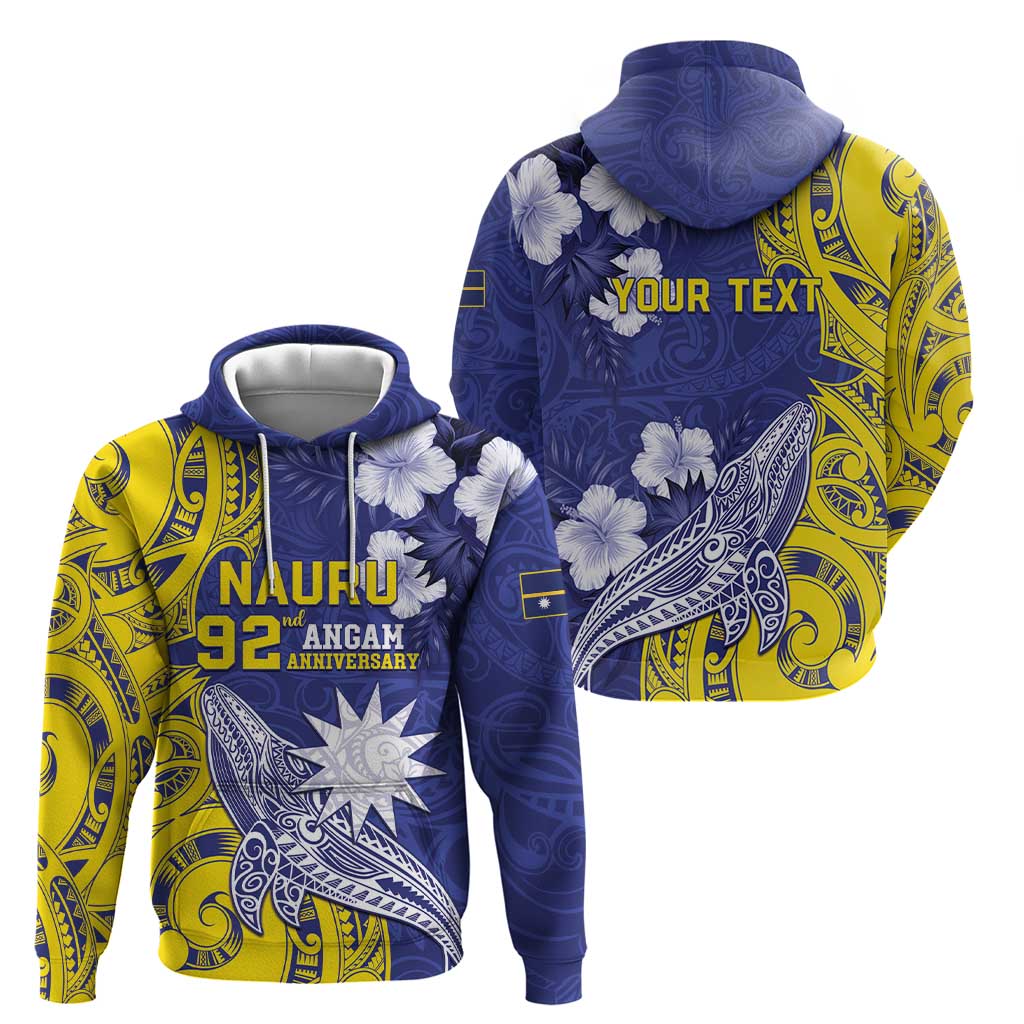 Personalised Nauru 92nd Anniversary Of Angam Hoodie Polynesian Whale Pattern