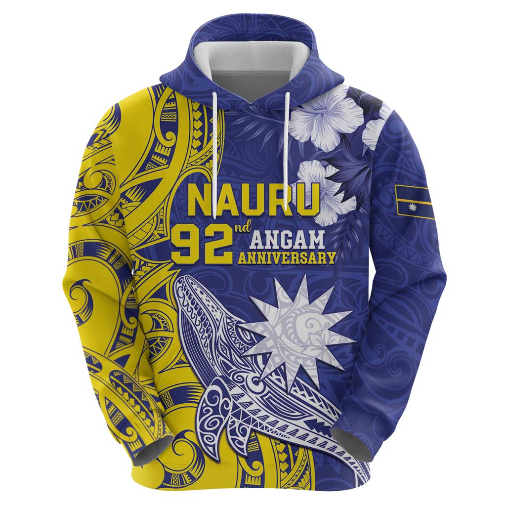 Personalised Nauru 92nd Anniversary Of Angam Hoodie Polynesian Whale Pattern