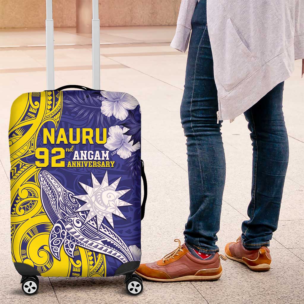 Nauru 92nd Anniversary Of Angam Luggage Cover Polynesian Whale Pattern