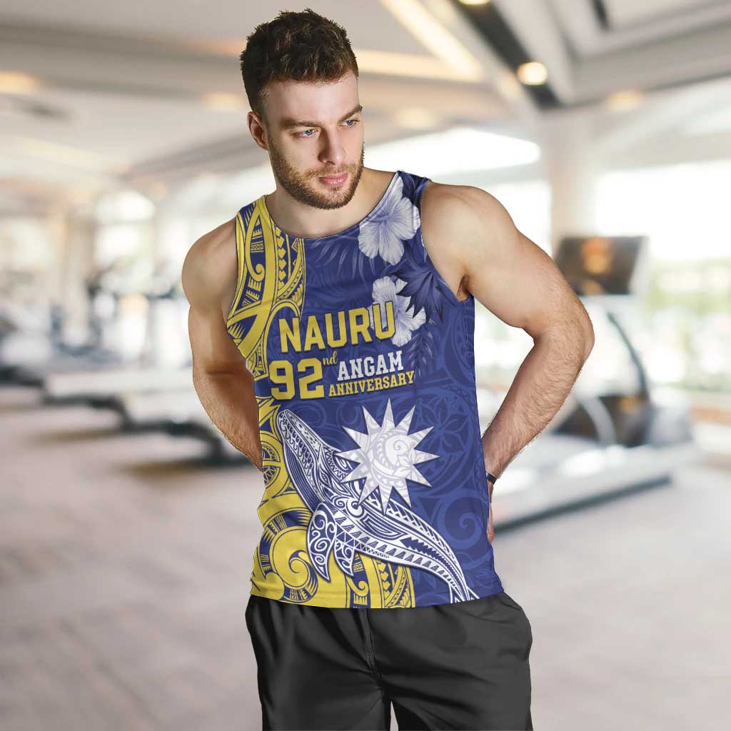 Personalised Nauru 92nd Anniversary Of Angam Men Tank Top Polynesian Whale Pattern