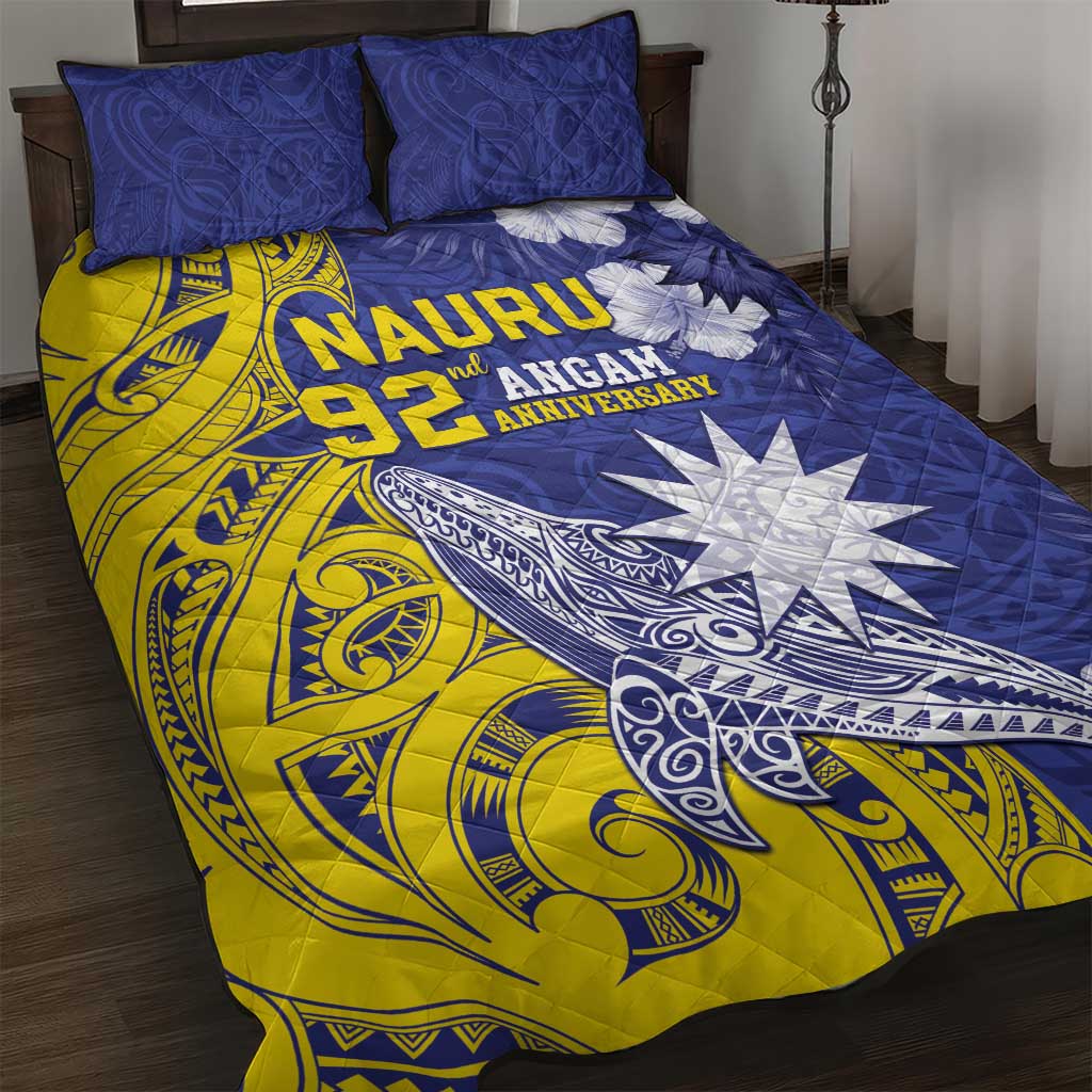 Nauru 92nd Anniversary Of Angam Quilt Bed Set Polynesian Whale Pattern