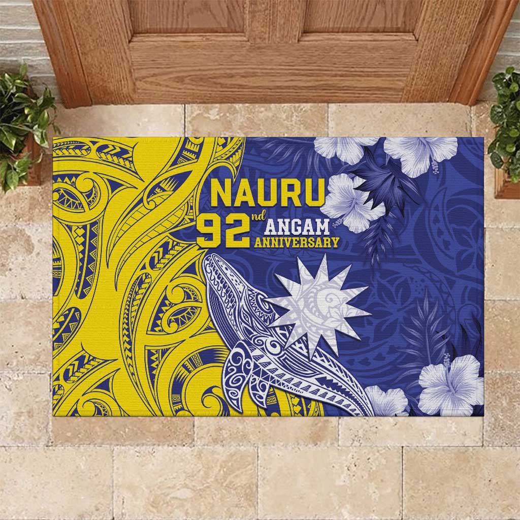 Nauru 92nd Anniversary Of Angam Rubber Doormat Polynesian Whale Pattern