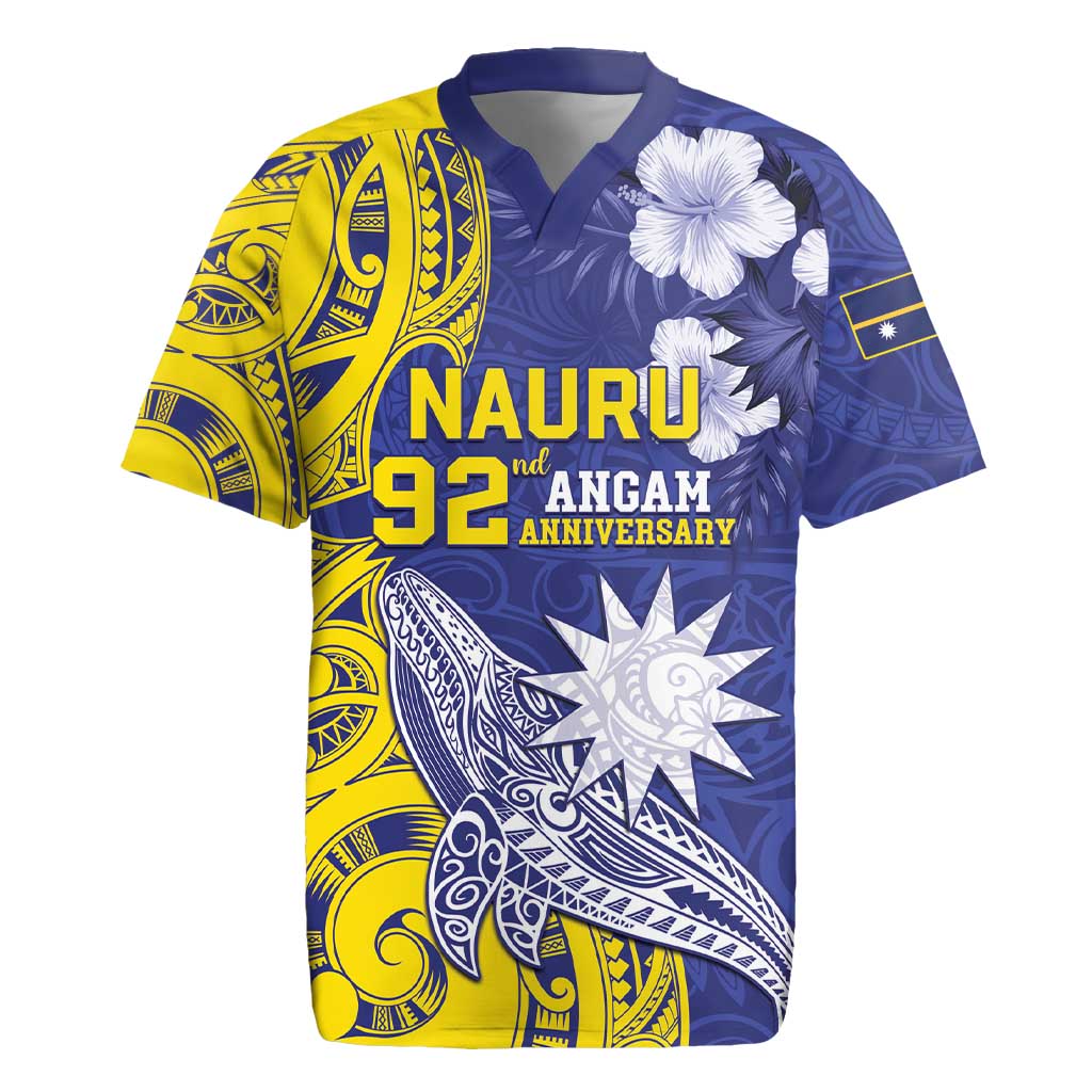 Personalised Nauru 92nd Anniversary Of Angam Rugby Jersey Polynesian Whale Pattern