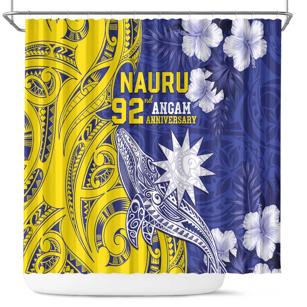 Nauru 92nd Anniversary Of Angam Shower Curtain Polynesian Whale Pattern