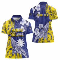 Personalised Nauru 92nd Anniversary Of Angam Women Polo Shirt Polynesian Whale Pattern