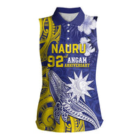 Personalised Nauru 92nd Anniversary Of Angam Women Sleeveless Polo Shirt Polynesian Whale Pattern
