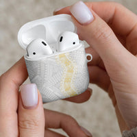 Niue White Sunday AirPods Case Niuean Hiapo With Puakenikeni Lei LT05 - Polynesian Pride