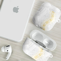 Niue White Sunday AirPods Case Niuean Hiapo With Puakenikeni Lei LT05 - Polynesian Pride