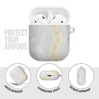 Niue White Sunday AirPods Case Niuean Hiapo With Puakenikeni Lei LT05 - Polynesian Pride