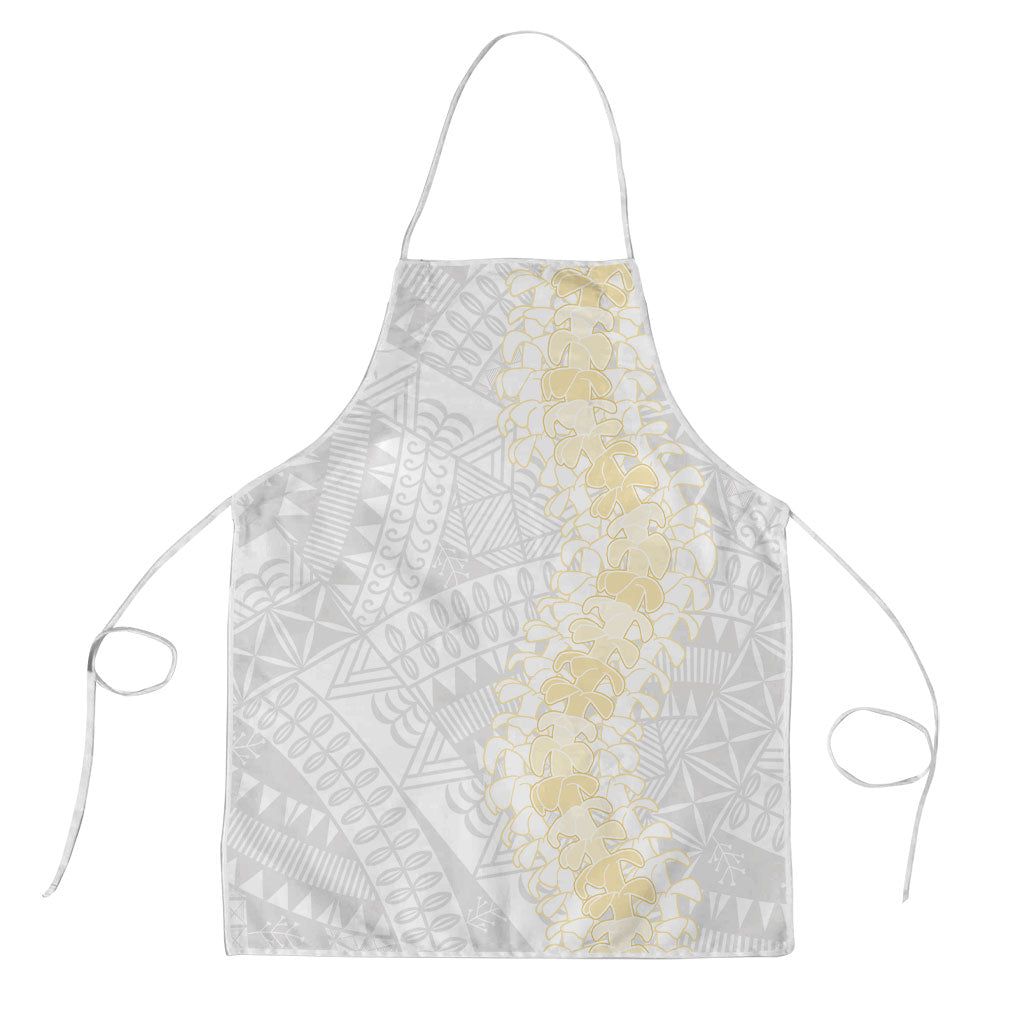 Niue White Sunday Apron Niuean Hiapo With Puakenikeni Lei LT05 White - Polynesian Pride