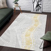 Niue White Sunday Area Rug Niuean Hiapo With Puakenikeni Lei LT05 White - Polynesian Pride