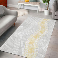Niue White Sunday Area Rug Niuean Hiapo With Puakenikeni Lei LT05 - Polynesian Pride