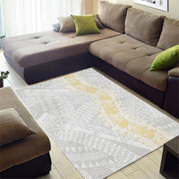 Niue White Sunday Area Rug Niuean Hiapo With Puakenikeni Lei LT05 - Polynesian Pride