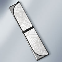 Niue White Sunday Auto Sun Shade Niuean Hiapo With Puakenikeni Lei LT05 - Polynesian Pride