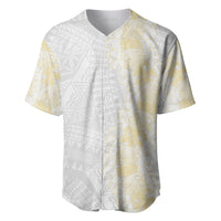 Niue White Sunday Baseball Jersey Niuean Hiapo With Puakenikeni Lei LT05 White - Polynesian Pride