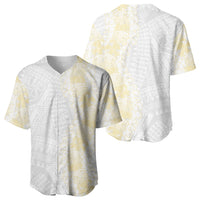Niue White Sunday Baseball Jersey Niuean Hiapo With Puakenikeni Lei LT05 - Polynesian Pride