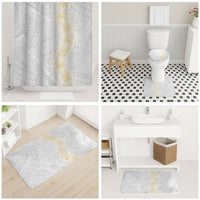 Niue White Sunday Bathroom Set Niuean Hiapo With Puakenikeni Lei LT05 - Polynesian Pride