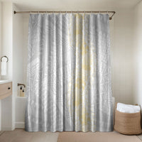 Niue White Sunday Bathroom Set Niuean Hiapo With Puakenikeni Lei LT05 Shower Curtain Only White - Polynesian Pride