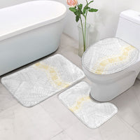 Niue White Sunday Bathroom Set Niuean Hiapo With Puakenikeni Lei LT05 - Polynesian Pride