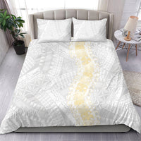 Niue White Sunday Bedding Set Niuean Hiapo With Puakenikeni Lei LT05 - Polynesian Pride